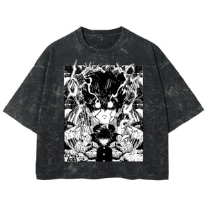 Playera streetwear premium de anime y gaming ExtraLife MX, corte boxy deluxe mineral wash heavyweight en color Acid Wash, moda urbana mexicana de culto.