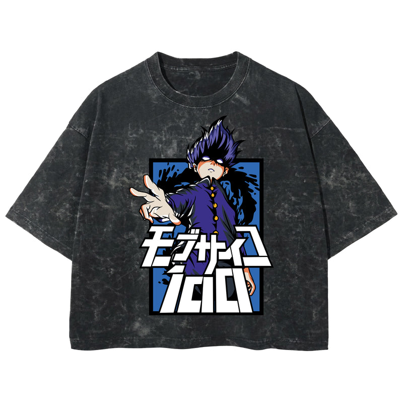Playera streetwear premium de anime y gaming ExtraLife MX, corte boxy deluxe mineral wash heavyweight en color Acid Wash, moda urbana mexicana de culto.