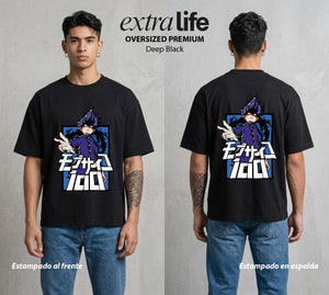 El Psiconico Reprimido | El Cien Por Ciento del Poder #02617 - Playera Oversized Premium | Deep Black - Foto en modelo