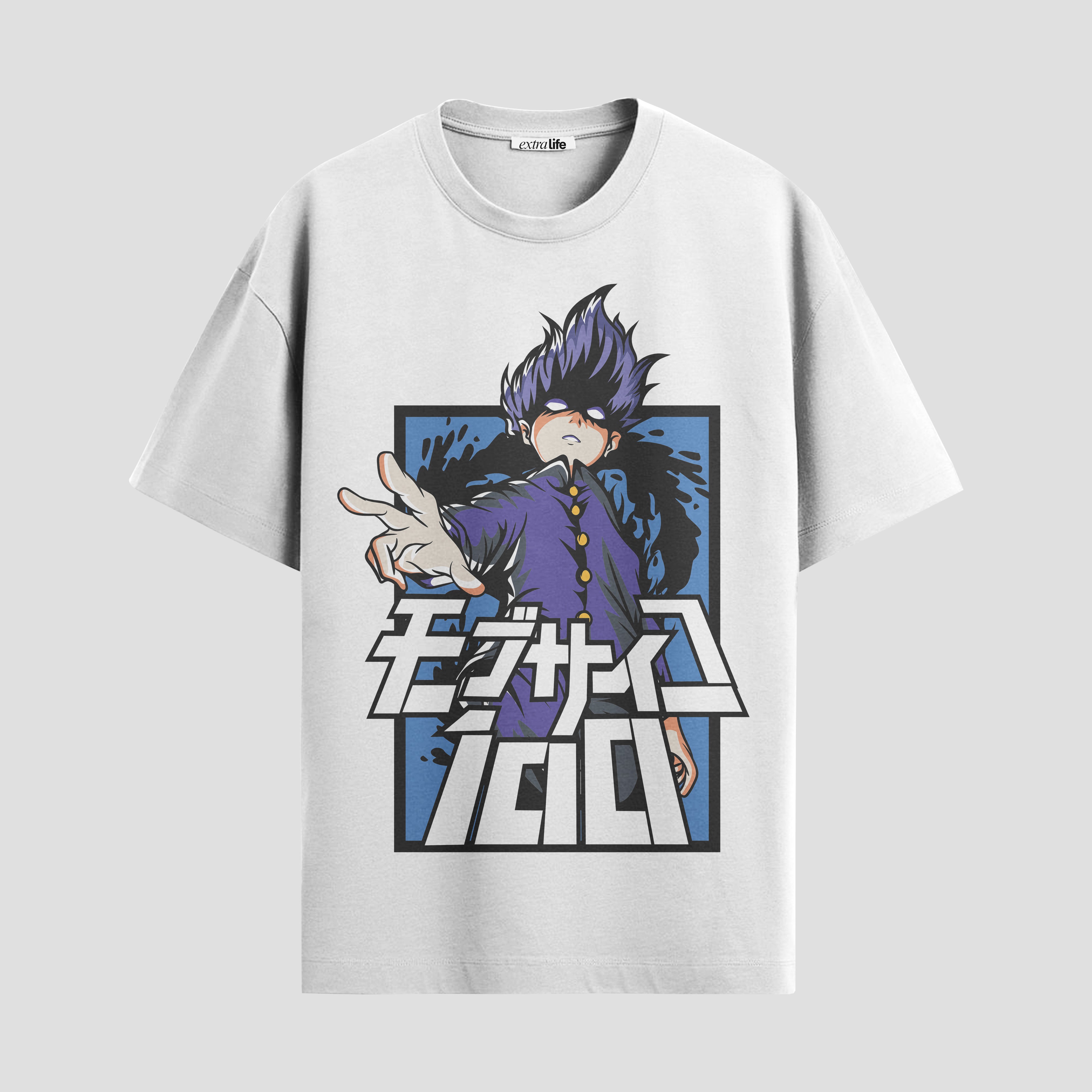 Playera urbana de anime y gaming ExtraLife MX, corte Standard Fit unisex ligero y transpirable en color Deep Black y Pure White, ropa de uso diario para gym y casual.
