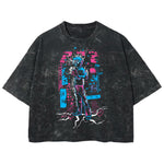 Playera streetwear premium de anime y gaming ExtraLife MX, corte boxy deluxe mineral wash heavyweight en color Acid Wash, moda urbana mexicana de culto.