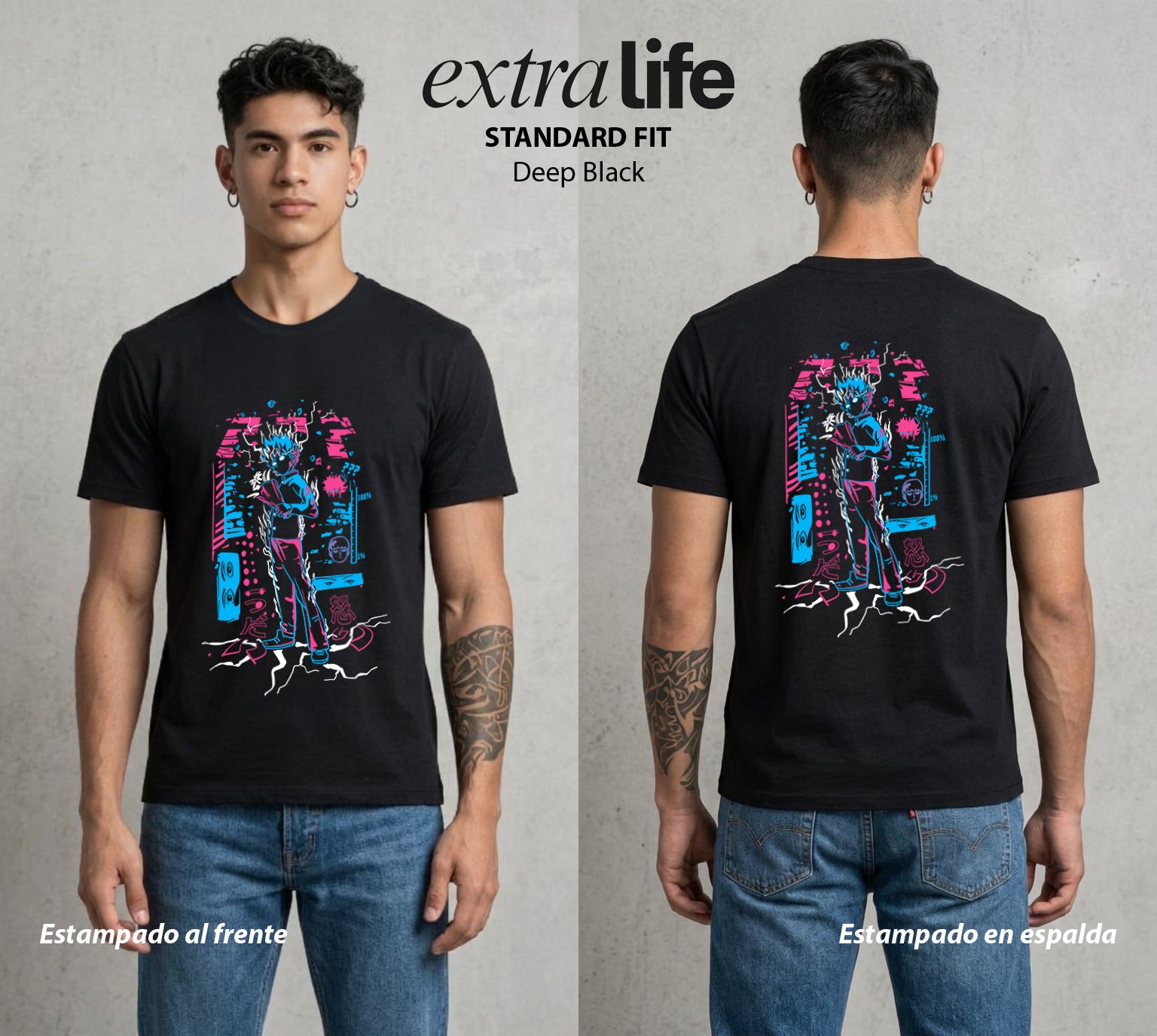 El Psiconico Reprimido | El Psiconico del Bien #02618 - Playera Standard Fit | Deep Black - Foto en modelo