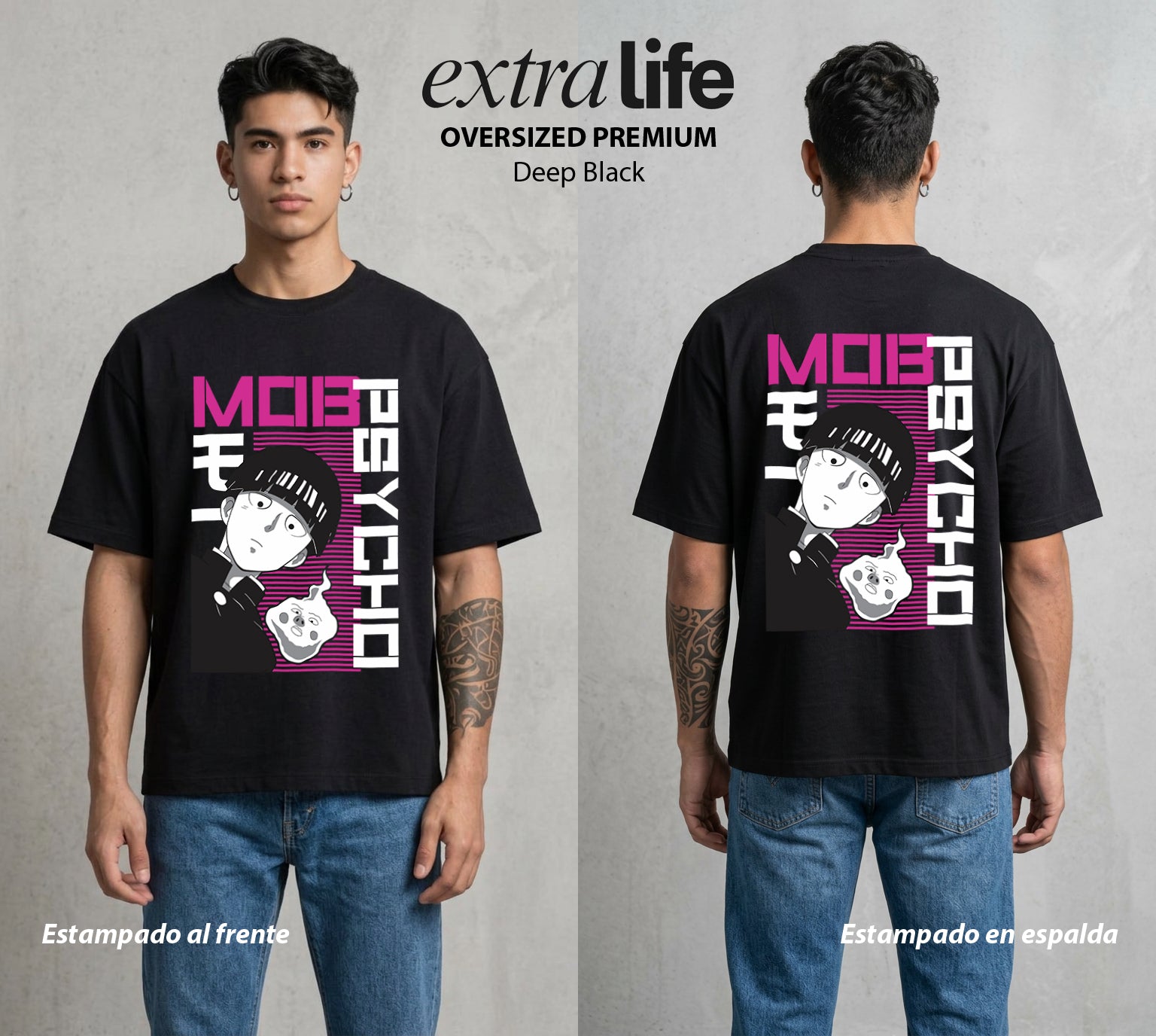 El Psiconico Reprimido | El Psiquico al Cien #02619 - Playera Oversized Premium | Deep Black - Foto en modelo