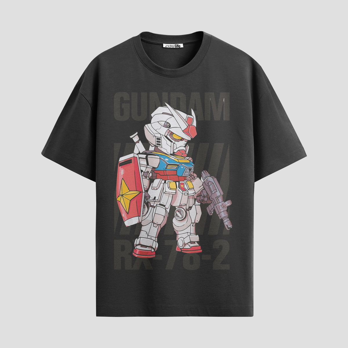 Playera urbana de anime y gaming ExtraLife MX, corte Classic Premium unisex ligero y transpirable en color Deep Black y Pure White, ropa de uso diario para gym y casual.