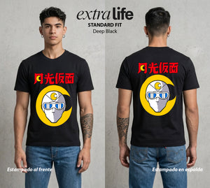 El Heroe de la Luna | El Heroe de la Luna con Mascara #02623 - Playera Standard Fit | Deep Black - Foto en modelo