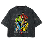 Playera streetwear premium de anime y gaming ExtraLife MX, corte boxy deluxe mineral wash heavyweight en color Acid Wash, moda urbana mexicana de culto.