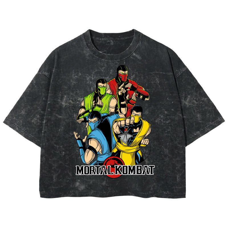 Playera streetwear premium de anime y gaming ExtraLife MX, corte boxy deluxe mineral wash heavyweight en color Acid Wash, moda urbana mexicana de culto.