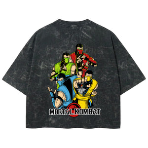 Playera streetwear premium de anime y gaming ExtraLife MX, corte boxy deluxe mineral wash heavyweight en color Acid Wash, moda urbana mexicana de culto.