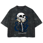 Playera streetwear premium de anime y gaming ExtraLife MX, corte boxy deluxe mineral wash heavyweight en color Acid Wash, moda urbana mexicana de culto.