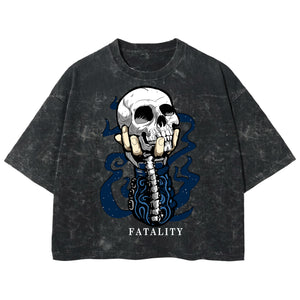 Playera streetwear premium de anime y gaming ExtraLife MX, corte boxy deluxe mineral wash heavyweight en color Acid Wash, moda urbana mexicana de culto.