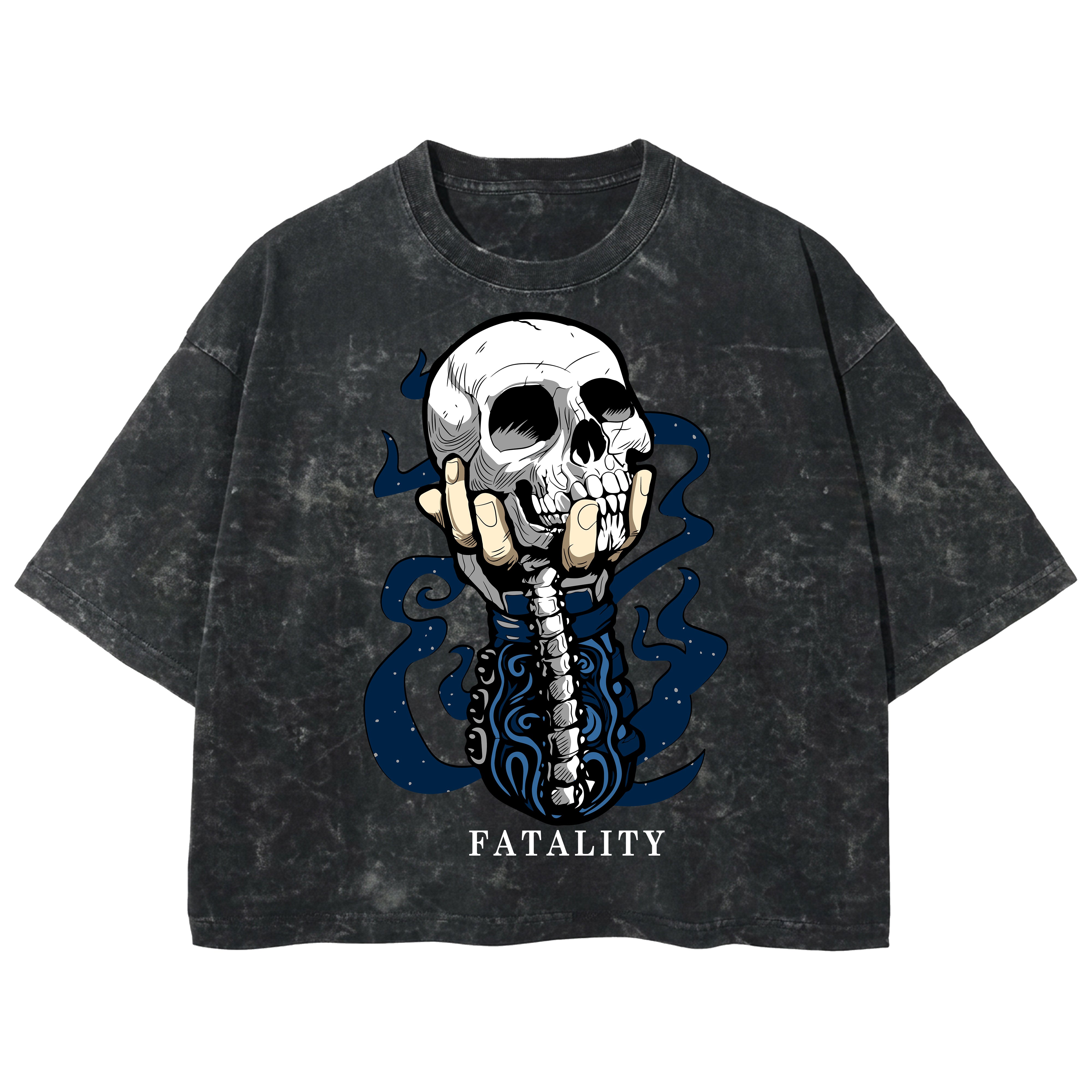 Playera streetwear premium de anime y gaming ExtraLife MX, corte boxy deluxe mineral wash heavyweight en color Acid Wash, moda urbana mexicana de culto.