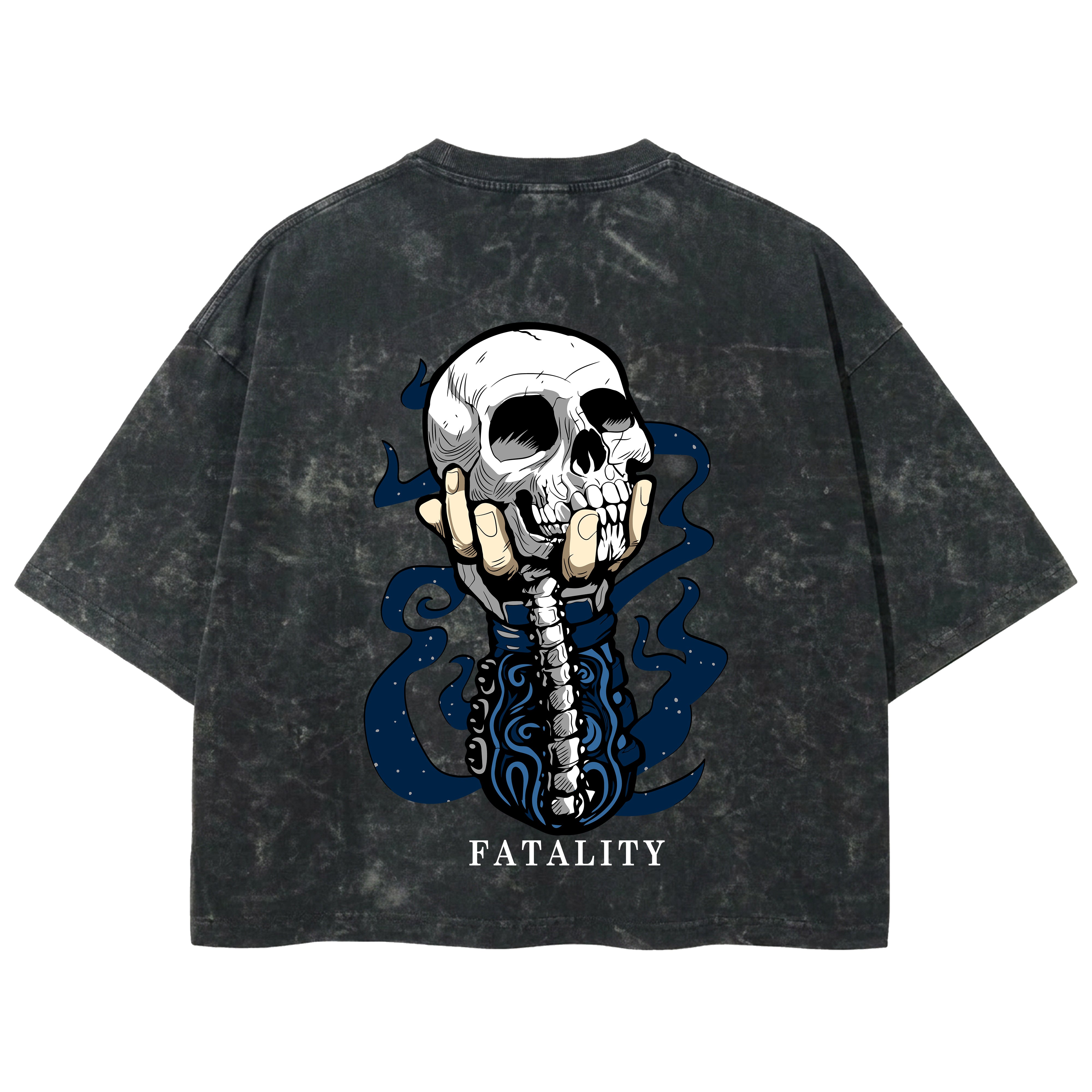 Playera streetwear premium de anime y gaming ExtraLife MX, corte boxy deluxe mineral wash heavyweight en color Acid Wash, moda urbana mexicana de culto.