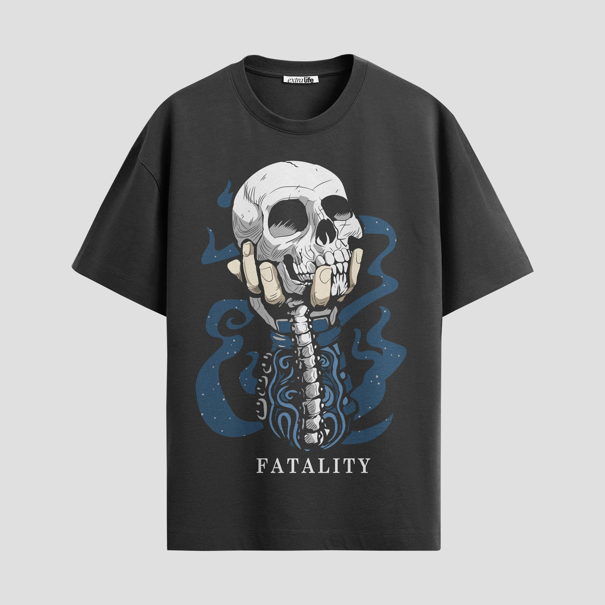Playera urbana de anime y gaming ExtraLife MX, corte Classic Premium unisex ligero y transpirable en color Deep Black y Pure White, ropa de uso diario para gym y casual.