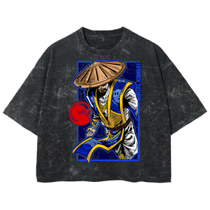 Playera streetwear premium de anime y gaming ExtraLife MX, corte boxy deluxe mineral wash heavyweight en color Acid Wash, moda urbana mexicana de culto.