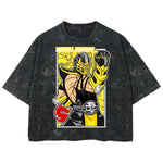 Playera streetwear premium de anime y gaming ExtraLife MX, corte boxy deluxe mineral wash heavyweight en color Acid Wash, moda urbana mexicana de culto.