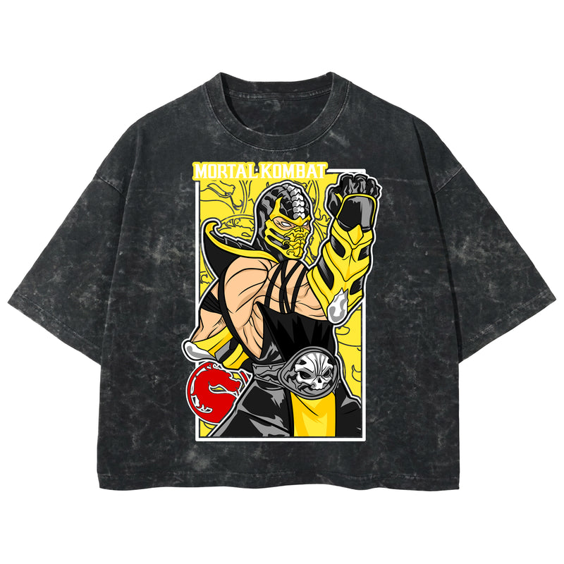 Playera streetwear premium de anime y gaming ExtraLife MX, corte boxy deluxe mineral wash heavyweight en color Acid Wash, moda urbana mexicana de culto.