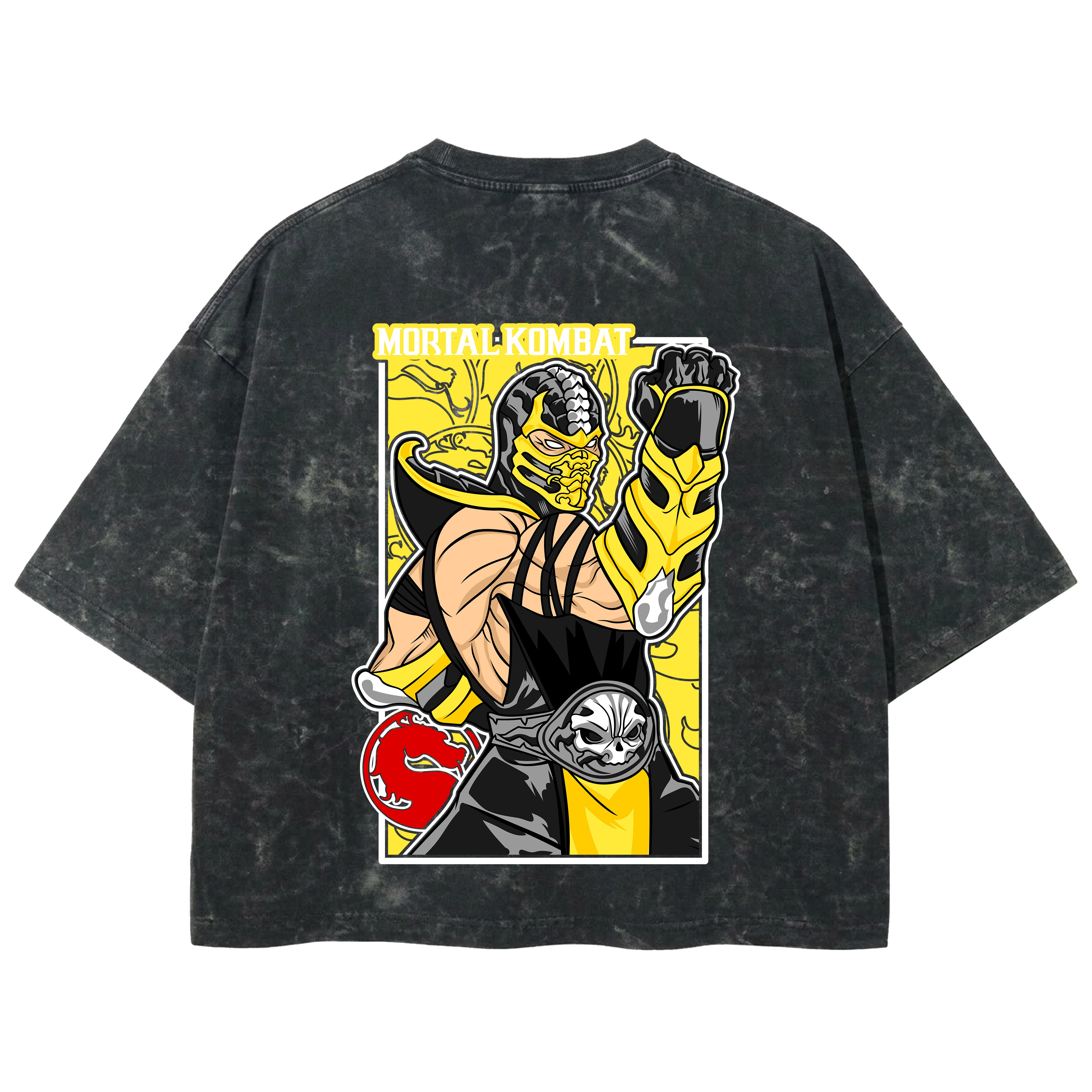 Playera streetwear premium de anime y gaming ExtraLife MX, corte boxy deluxe mineral wash heavyweight en color Acid Wash, moda urbana mexicana de culto.