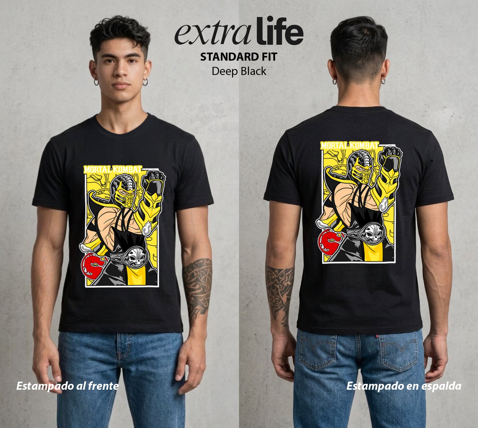 El Torneo Mortal | El Escorpion del Averno #02635 - Playera Standard Fit | Deep Black - Foto en modelo