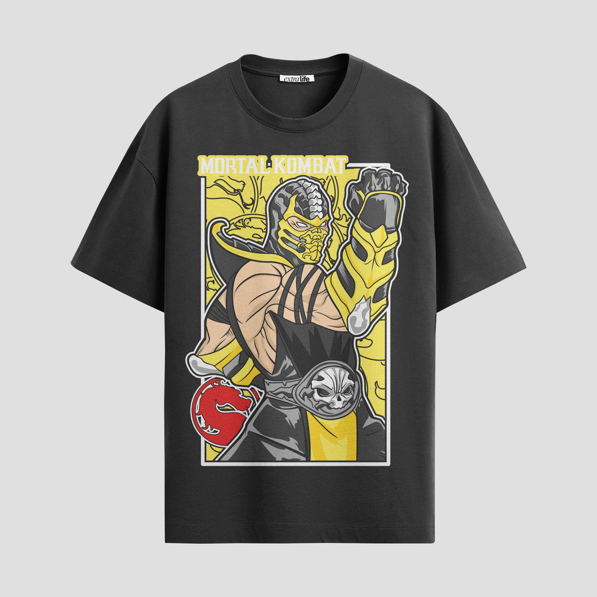 Playera urbana de anime y gaming ExtraLife MX, corte Classic Premium unisex ligero y transpirable en color Deep Black y Pure White, ropa de uso diario para gym y casual.