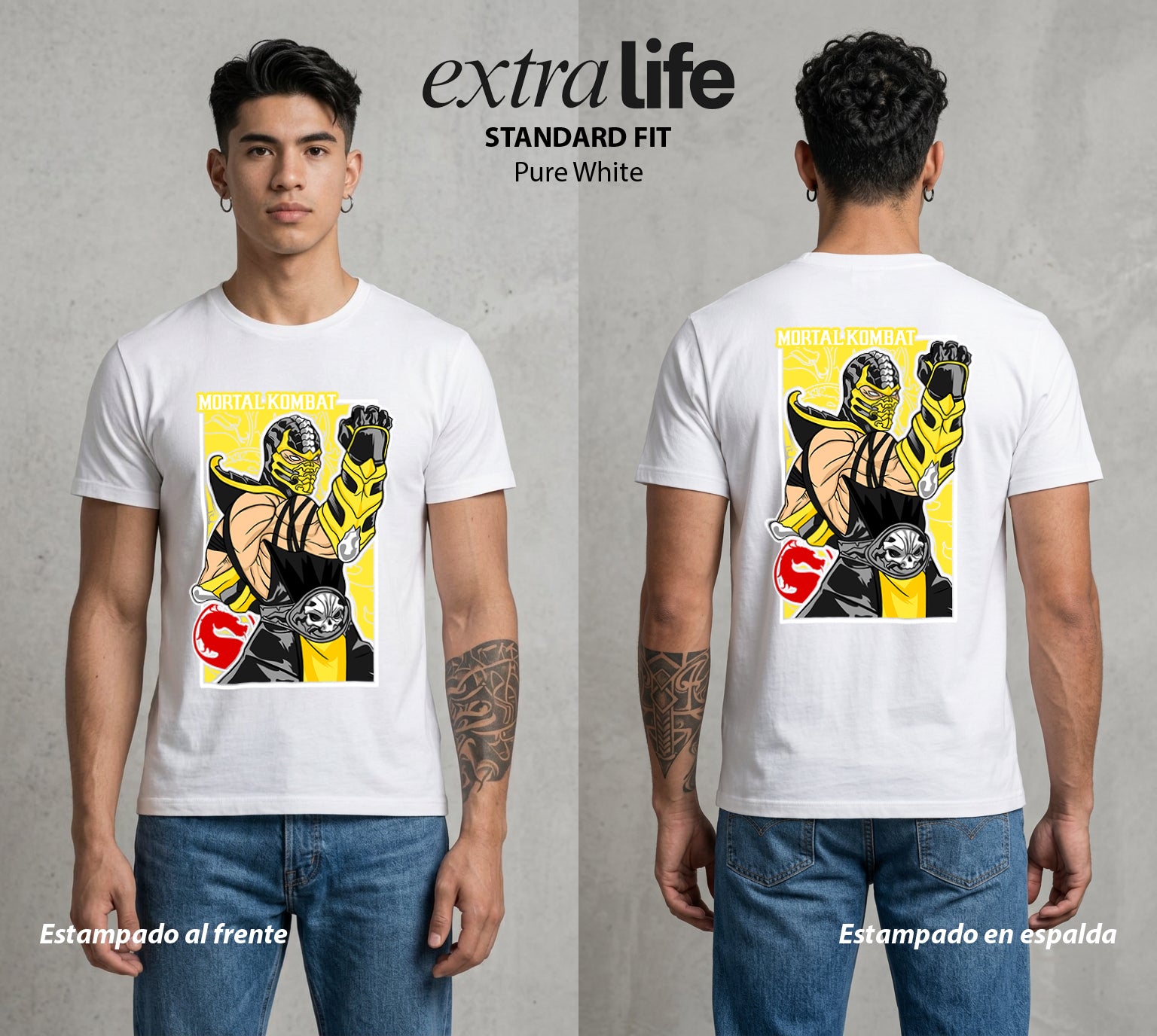 El Torneo Mortal | El Escorpion del Averno #02635 - Playera Standard Fit | Pure White - Foto en modelo