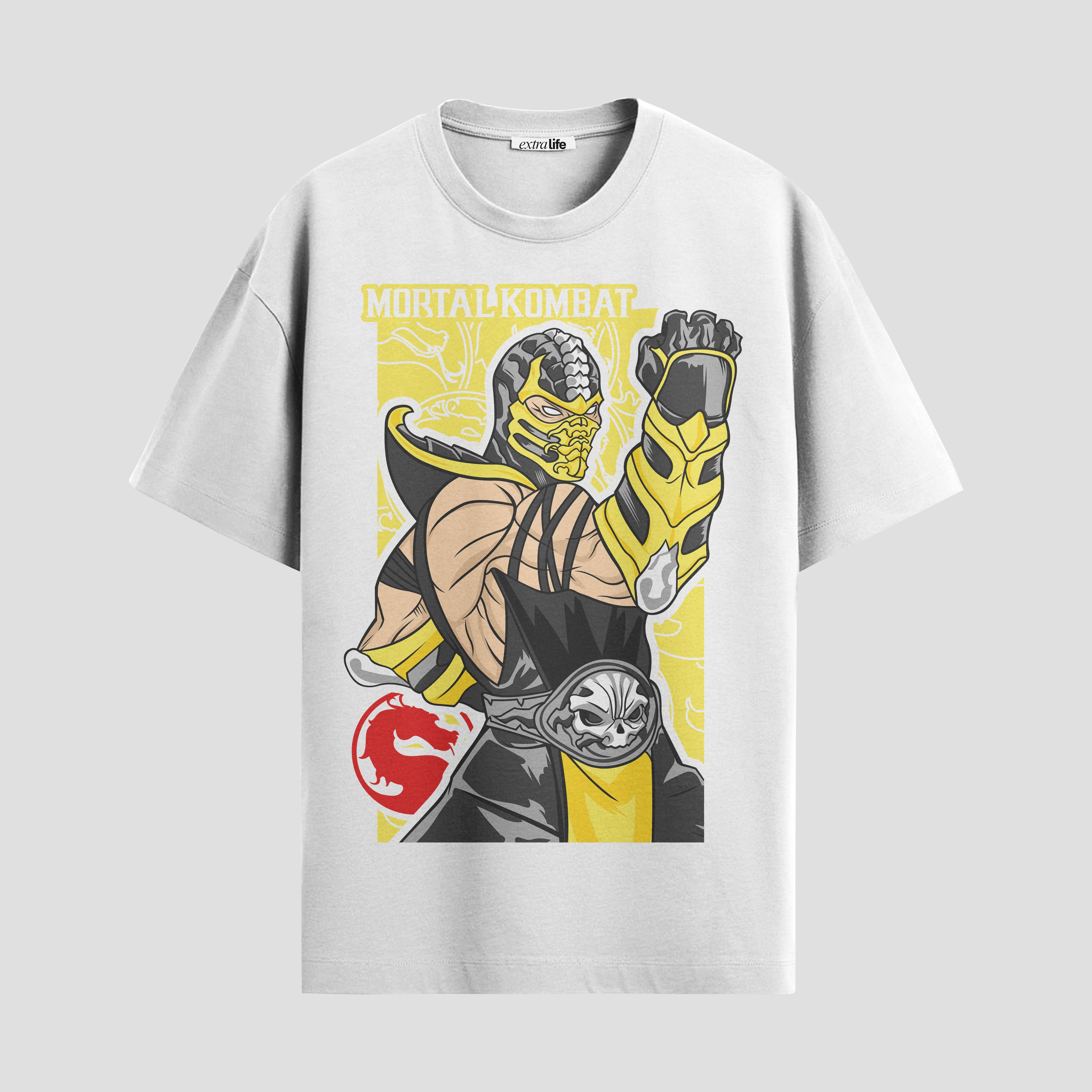 Playera urbana de anime y gaming ExtraLife MX, corte Standard Fit unisex ligero y transpirable en color Deep Black y Pure White, ropa de uso diario para gym y casual.