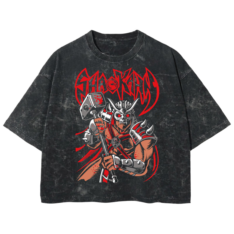 Playera streetwear premium de anime y gaming ExtraLife MX, corte boxy deluxe mineral wash heavyweight en color Acid Wash, moda urbana mexicana de culto.