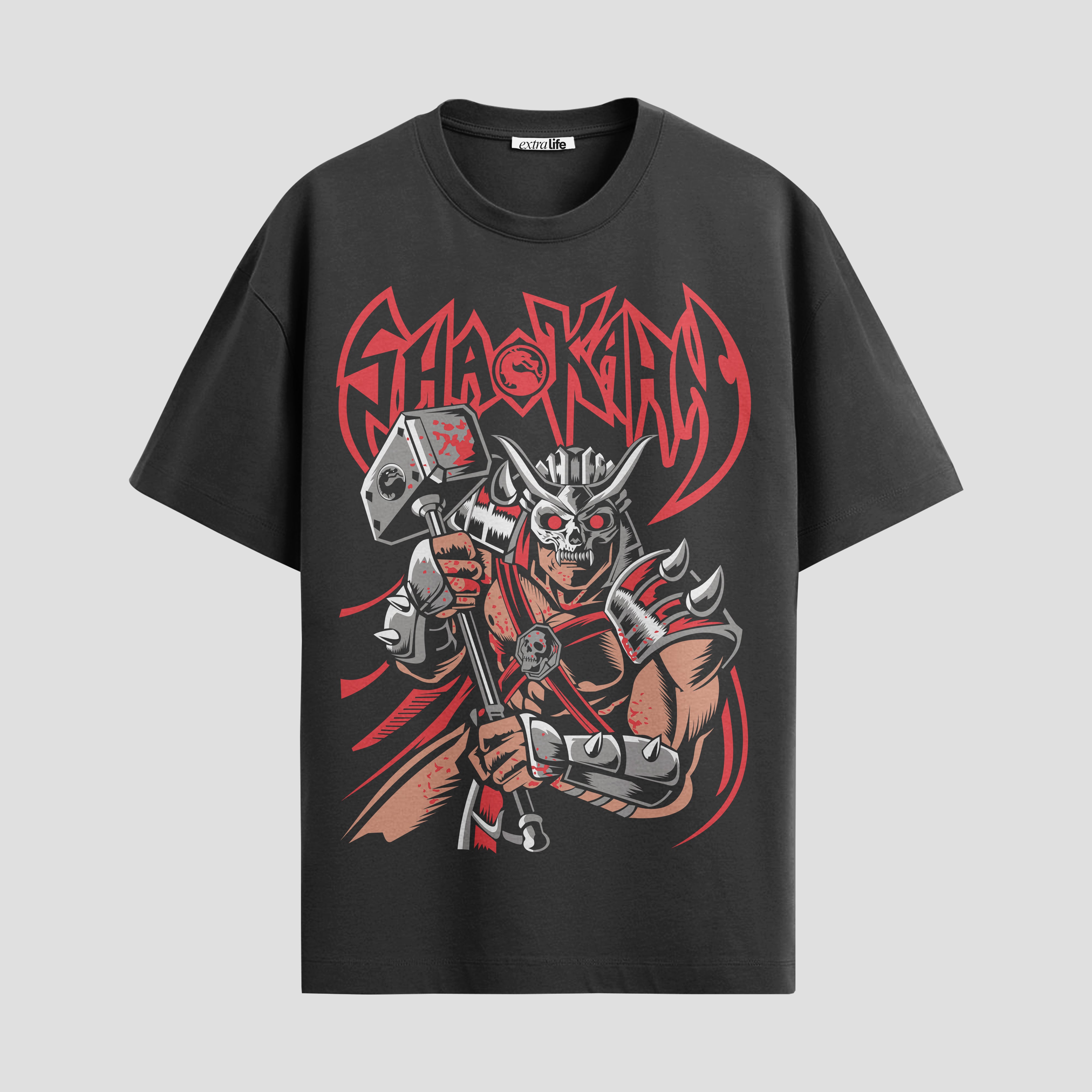 Playera urbana de anime y gaming ExtraLife MX, corte Standard Fit unisex ligero y transpirable en color Deep Black y Pure White, ropa de uso diario para gym y casual.