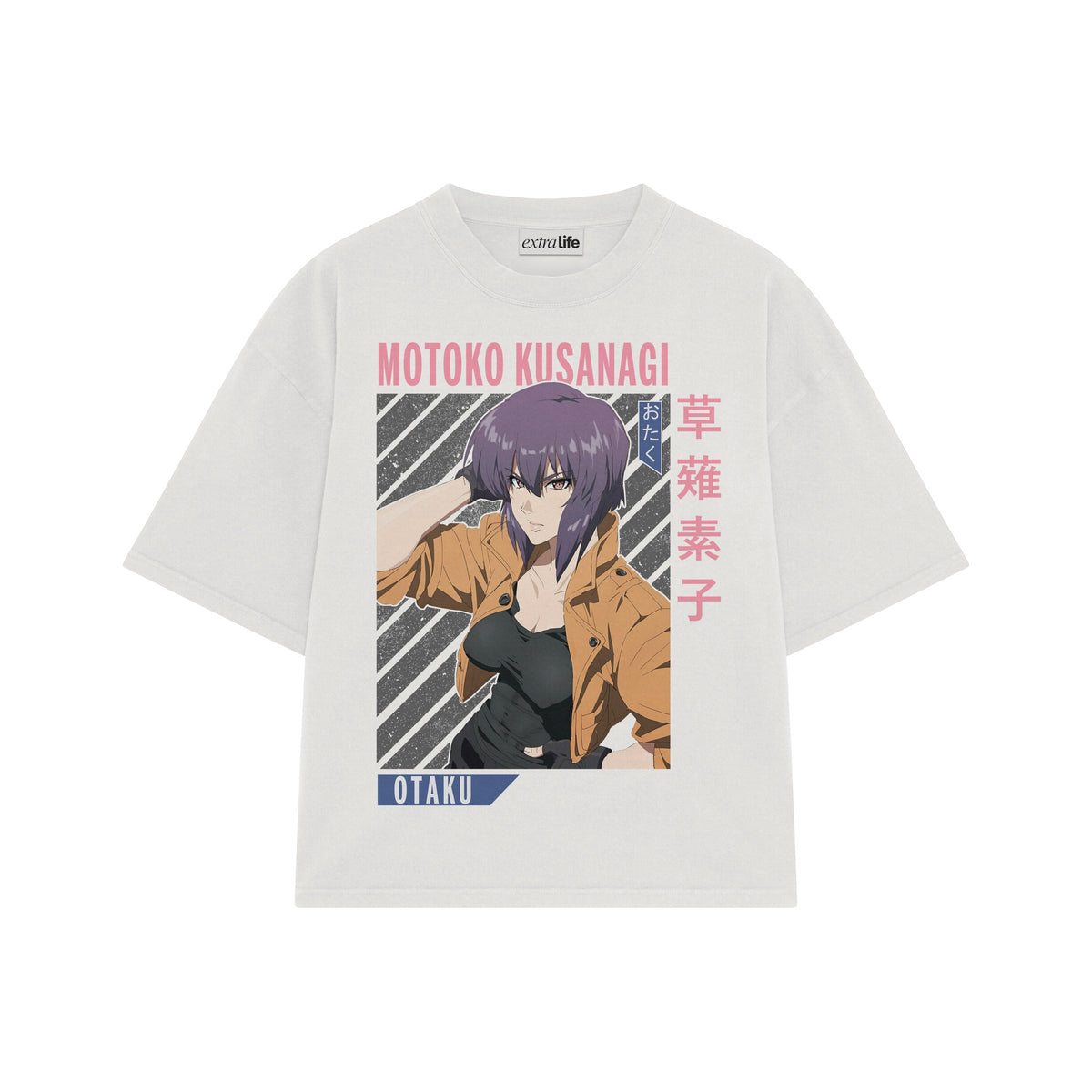 Playera streetwear premium de anime y gaming ExtraLife MX, corte oversized drop shoulder ligero y fresco en color Deep Black y Off-White, moda urbana mexicana de culto.