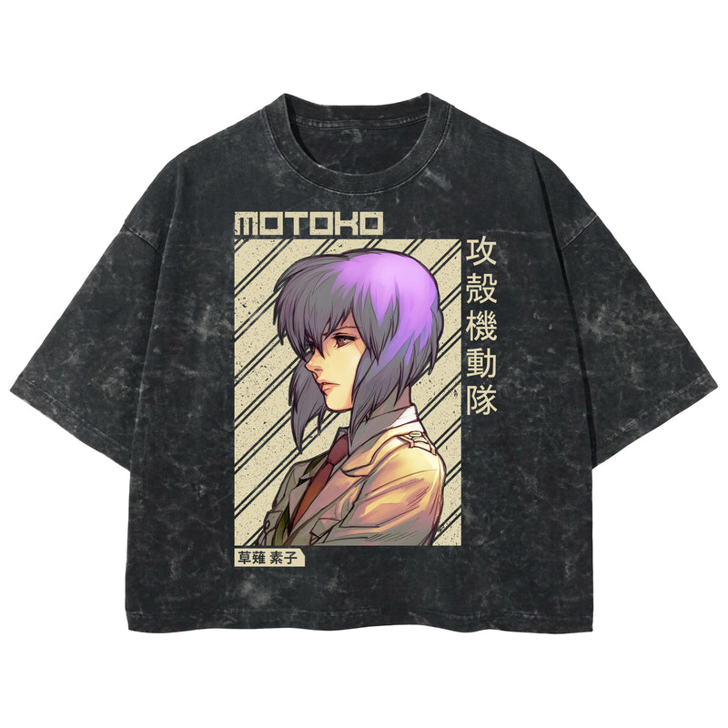 Playera streetwear premium de anime y gaming ExtraLife MX, corte boxy deluxe mineral wash heavyweight en color Acid Wash, moda urbana mexicana de culto.