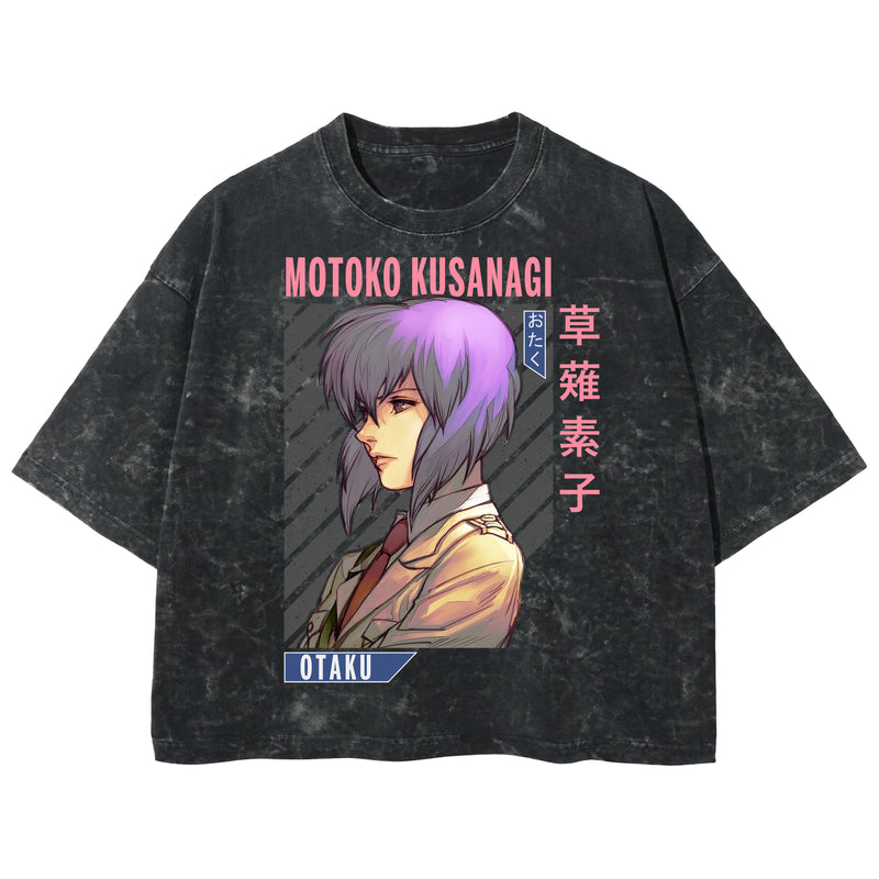 Playera streetwear premium de anime y gaming ExtraLife MX, corte boxy deluxe mineral wash heavyweight en color Acid Wash, moda urbana mexicana de culto.