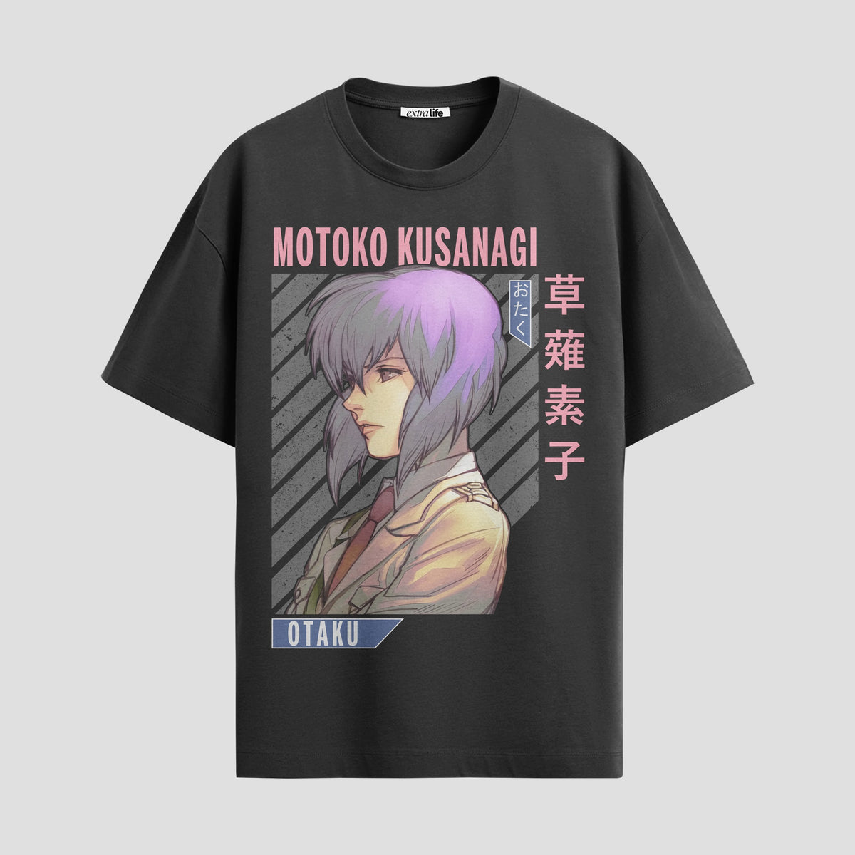 Playera urbana de anime y gaming ExtraLife MX, corte Classic Premium unisex ligero y transpirable en color Deep Black y Pure White, ropa de uso diario para gym y casual.