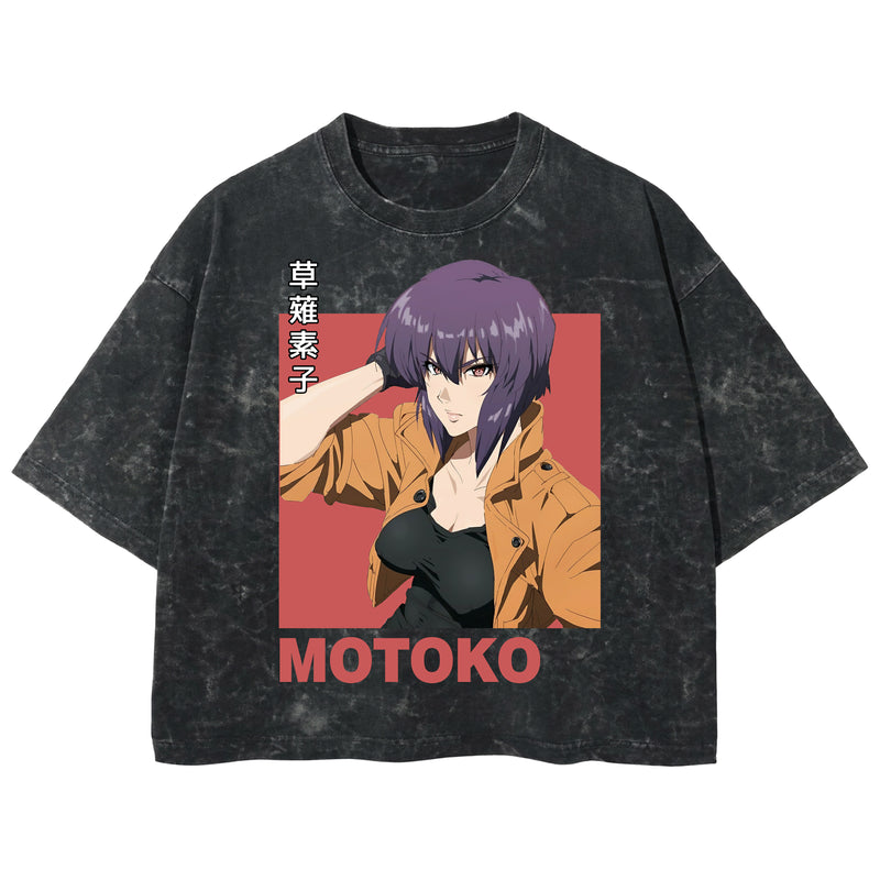 Playera streetwear premium de anime y gaming ExtraLife MX, corte boxy deluxe mineral wash heavyweight en color Acid Wash, moda urbana mexicana de culto.