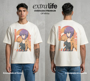La Conciencia Digital | La Conciencia del Mañana #02644 - Playera Oversized Premium | Off White - Foto en modelo