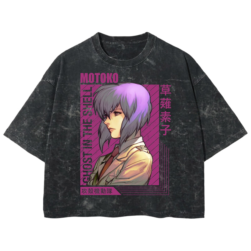 Playera streetwear premium de anime y gaming ExtraLife MX, corte boxy deluxe mineral wash heavyweight en color Acid Wash, moda urbana mexicana de culto.