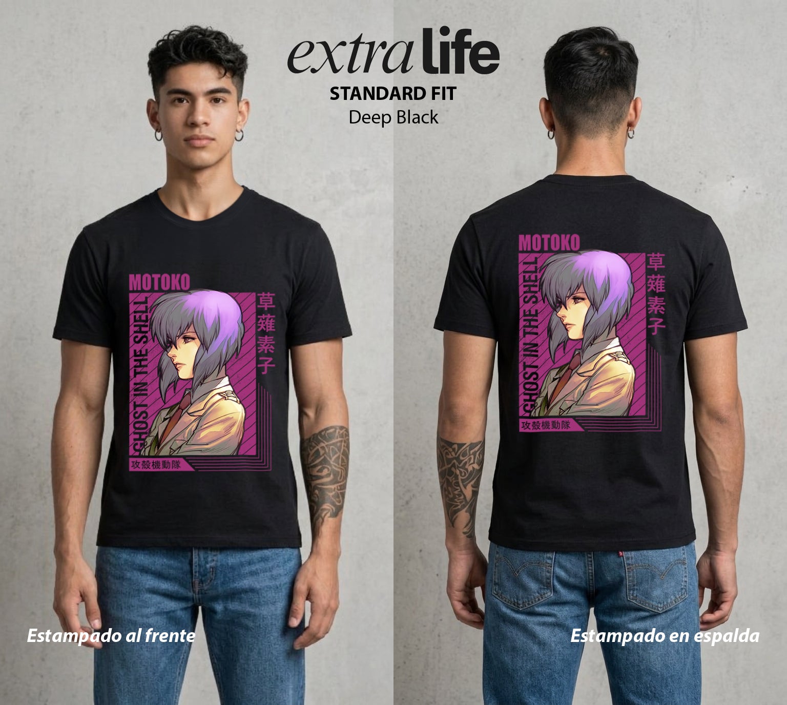 La Conciencia Digital | La Ghostrunner #02645 - Playera Standard Fit | Deep Black - Foto en modelo