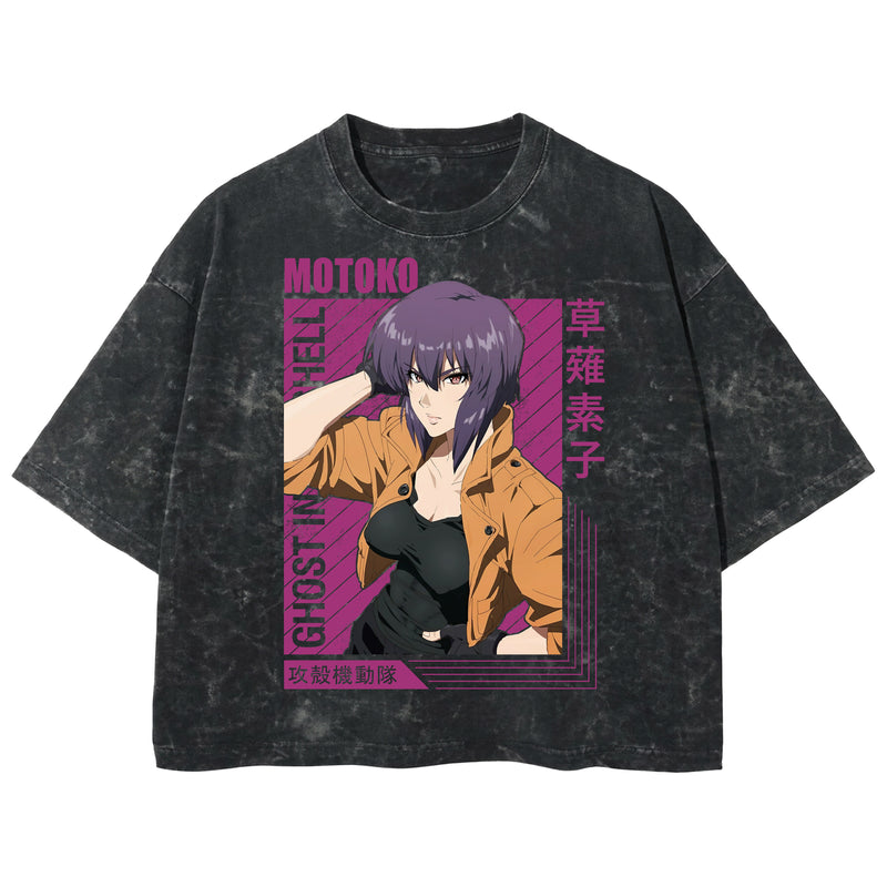 Playera streetwear premium de anime y gaming ExtraLife MX, corte boxy deluxe mineral wash heavyweight en color Acid Wash, moda urbana mexicana de culto.
