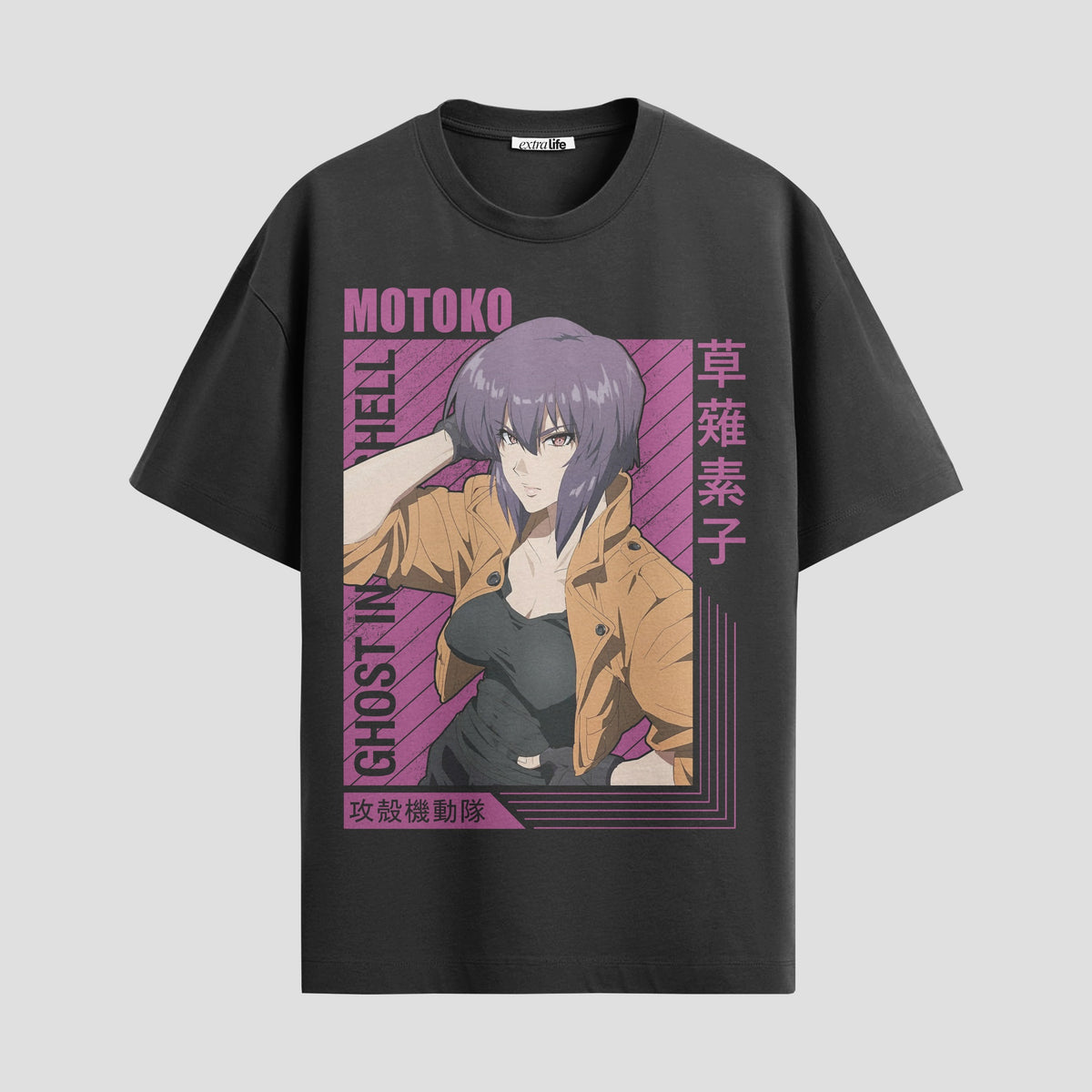 Playera urbana de anime y gaming ExtraLife MX, corte Classic Premium unisex ligero y transpirable en color Deep Black y Pure White, ropa de uso diario para gym y casual.