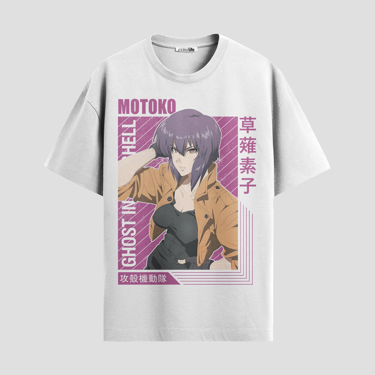 Playera urbana de anime y gaming ExtraLife MX, corte Classic Premium unisex ligero y transpirable en color Deep Black y Pure White, ropa de uso diario para gym y casual.