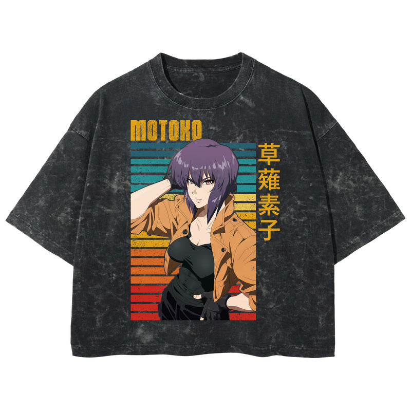Playera streetwear premium de anime y gaming ExtraLife MX, corte boxy deluxe mineral wash heavyweight en color Acid Wash, moda urbana mexicana de culto.