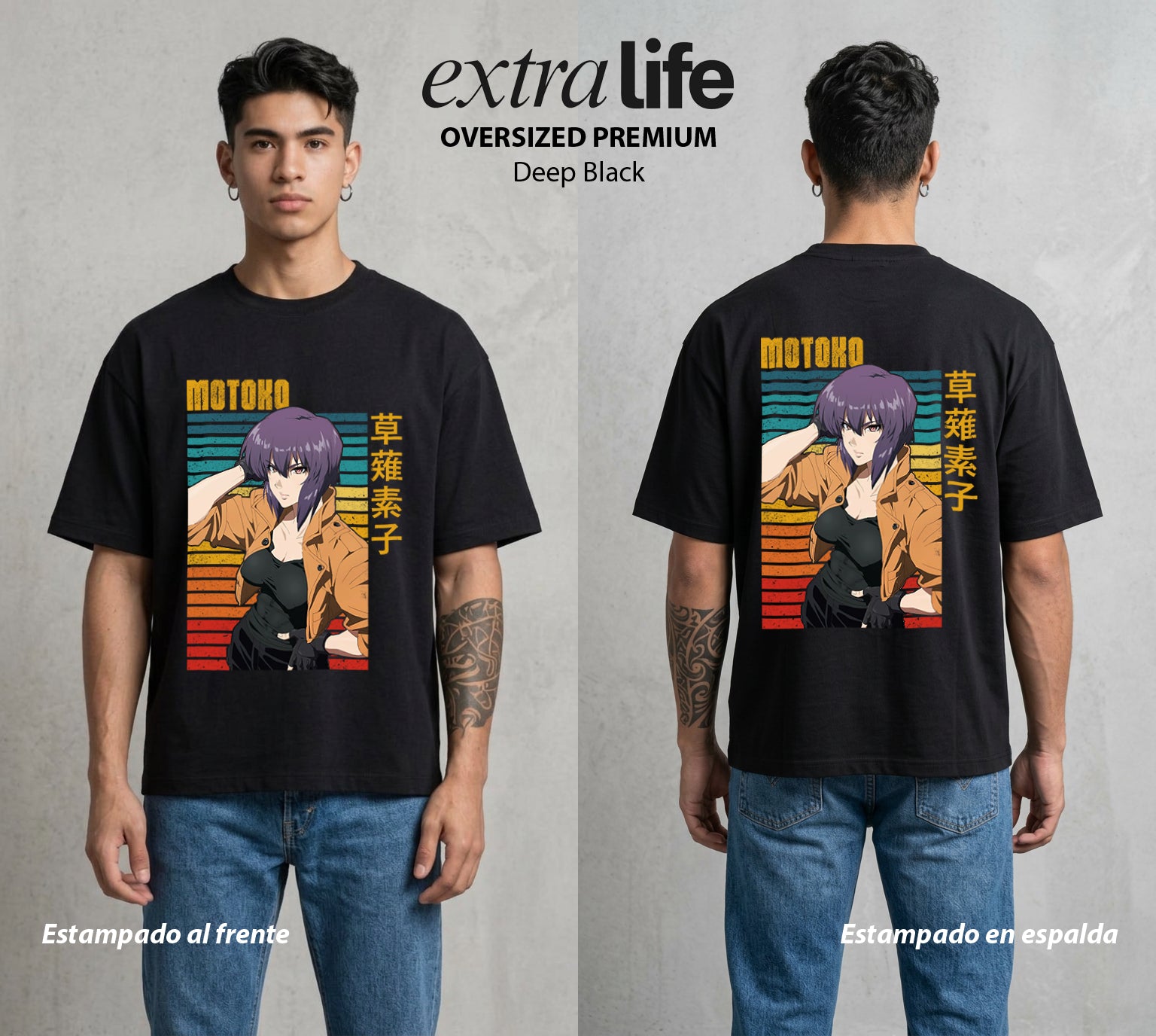 La Conciencia Digital | La Conciencia del Mañana #02648 - Playera Oversized Premium | Deep Black - Foto en modelo