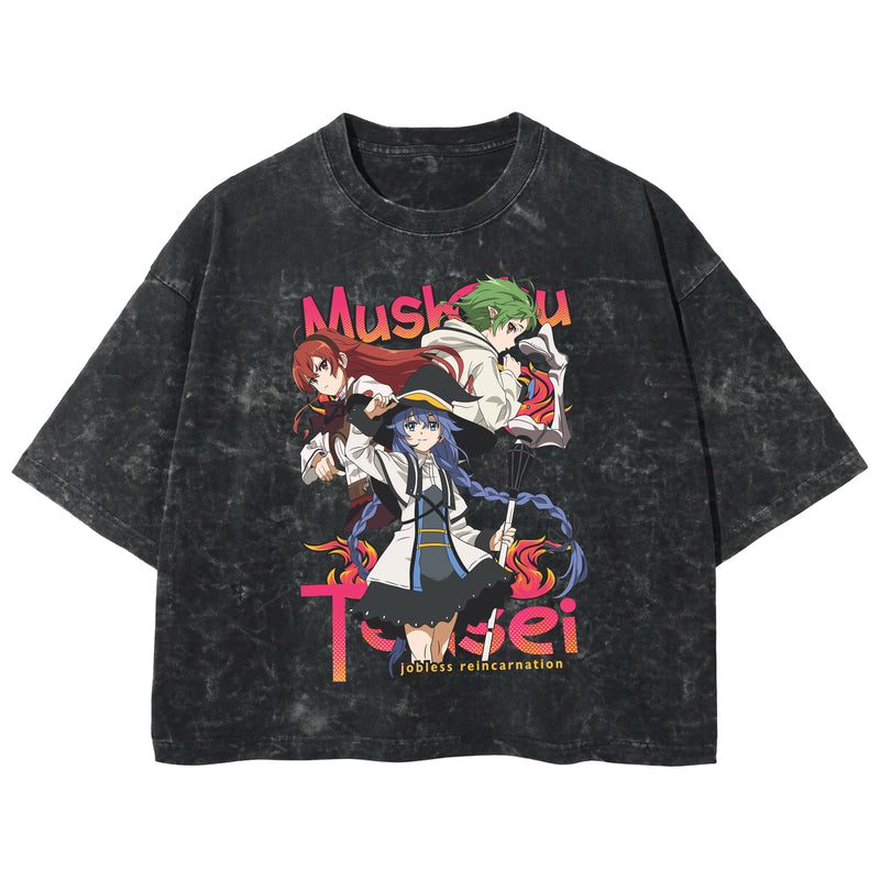 Playera streetwear premium de anime y gaming ExtraLife MX, corte boxy deluxe mineral wash heavyweight en color Acid Wash, moda urbana mexicana de culto.