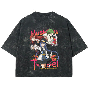 Playera streetwear premium de anime y gaming ExtraLife MX, corte boxy deluxe mineral wash heavyweight en color Acid Wash, moda urbana mexicana de culto.