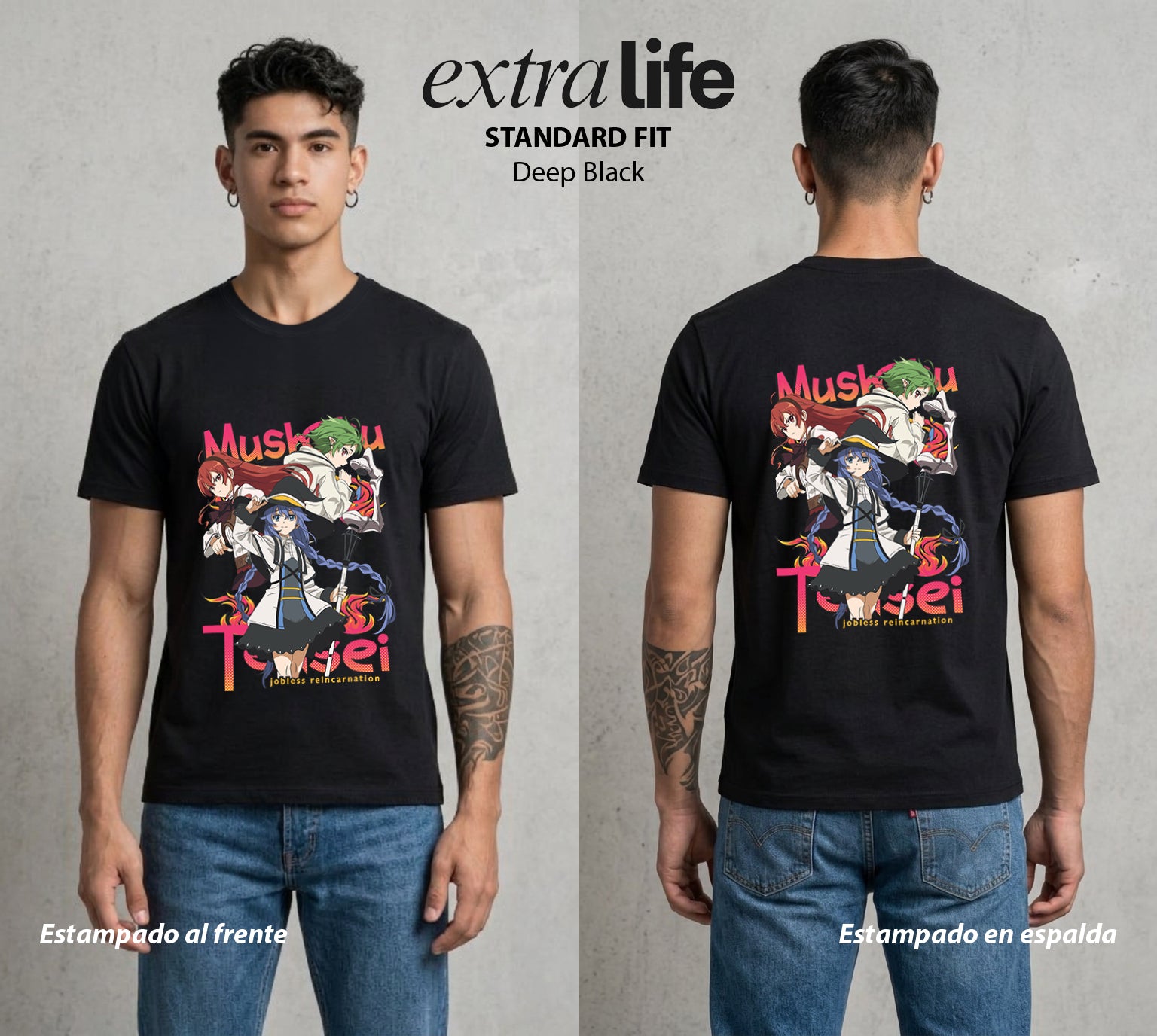 La Segunda Oportunidad | Los del Isekai del Bien #02650 - Playera Standard Fit | Deep Black - Foto en modelo