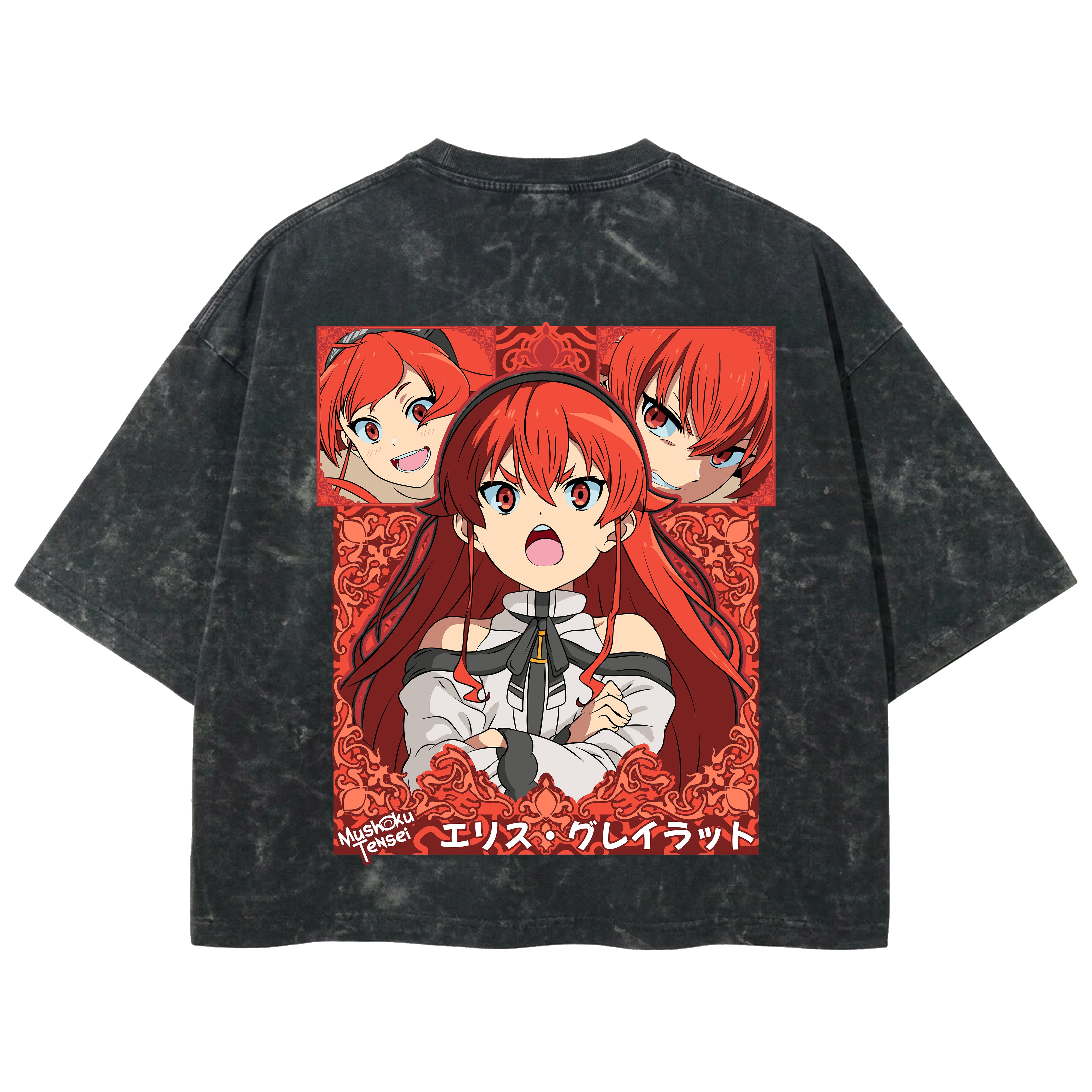 Playera streetwear premium de anime y gaming ExtraLife MX, corte boxy deluxe mineral wash heavyweight en color Acid Wash, moda urbana mexicana de culto.