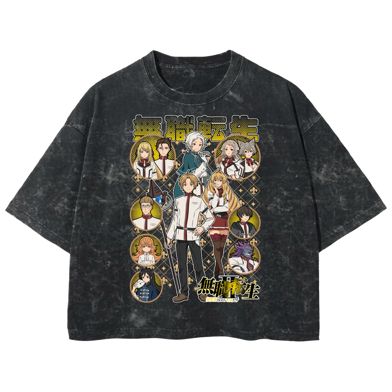 Playera streetwear premium de anime y gaming ExtraLife MX, corte boxy deluxe mineral wash heavyweight en color Acid Wash, moda urbana mexicana de culto.