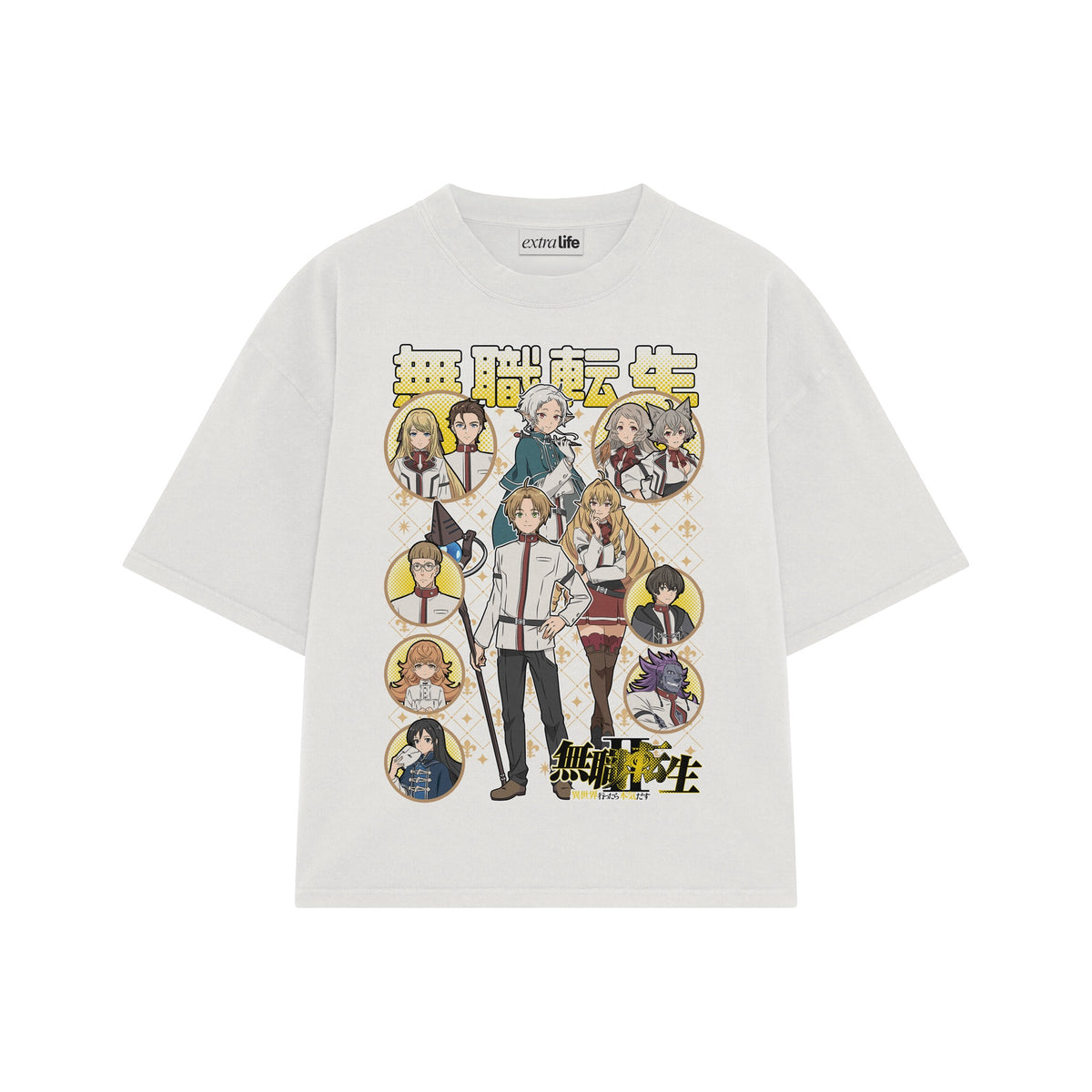 Playera streetwear premium de anime y gaming ExtraLife MX, corte oversized drop shoulder ligero y fresco en color Deep Black y Off-White, moda urbana mexicana de culto.