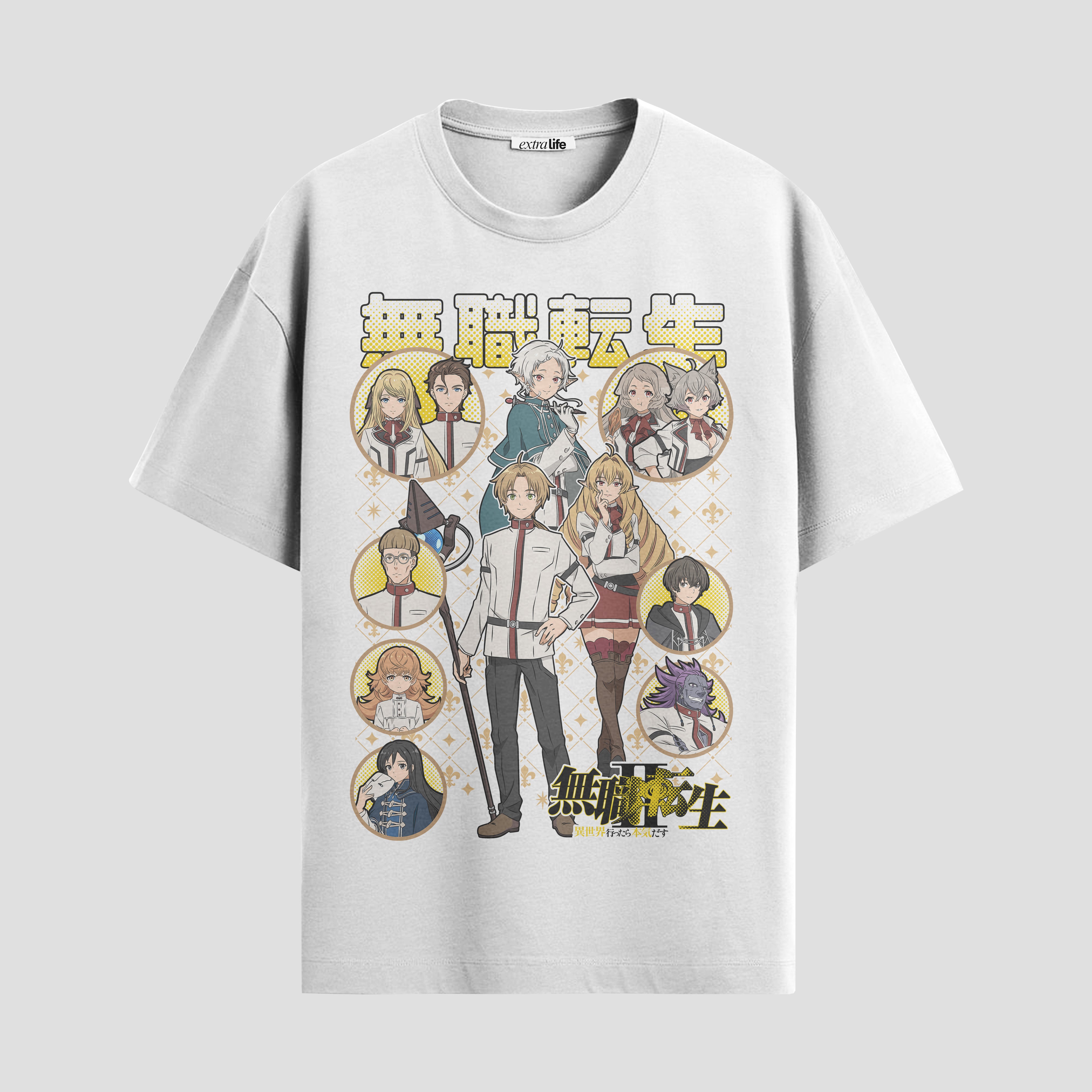 Playera urbana de anime y gaming ExtraLife MX, corte Standard Fit unisex ligero y transpirable en color Deep Black y Pure White, ropa de uso diario para gym y casual.