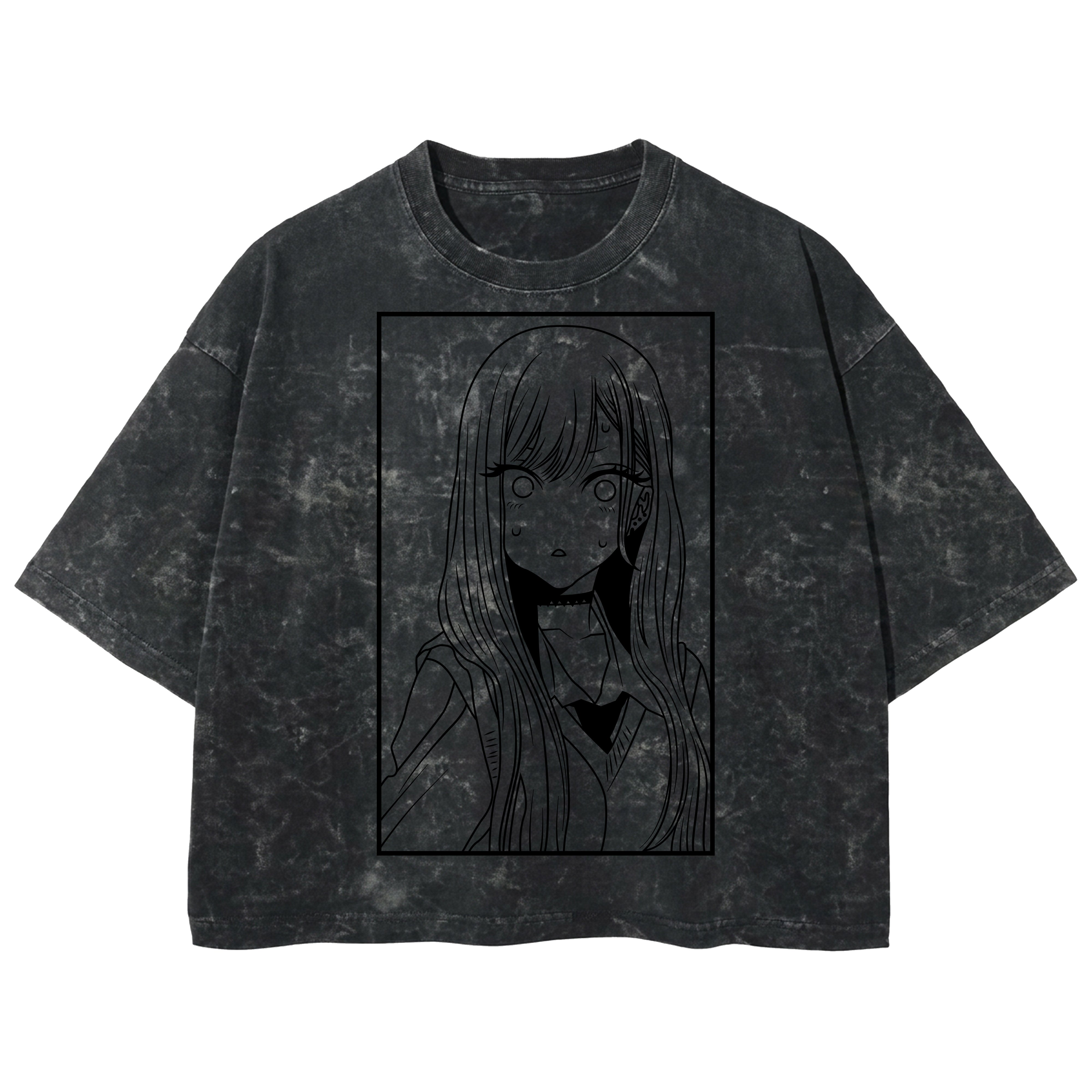 Playera streetwear premium de anime y gaming ExtraLife MX, corte boxy deluxe mineral wash heavyweight en color Acid Wash, moda urbana mexicana de culto.