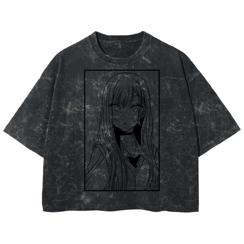 Playera streetwear premium de anime y gaming ExtraLife MX, corte boxy deluxe mineral wash heavyweight en color Acid Wash, moda urbana mexicana de culto.