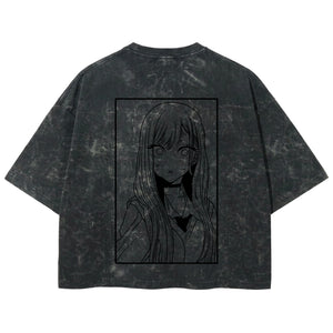 Playera streetwear premium de anime y gaming ExtraLife MX, corte boxy deluxe mineral wash heavyweight en color Acid Wash, moda urbana mexicana de culto.